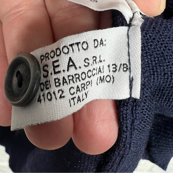 BELLWOOD 56 Fine Merino Wool Button Down V-Neck Sweater Vest Navy Blue - Picture 6 of 9